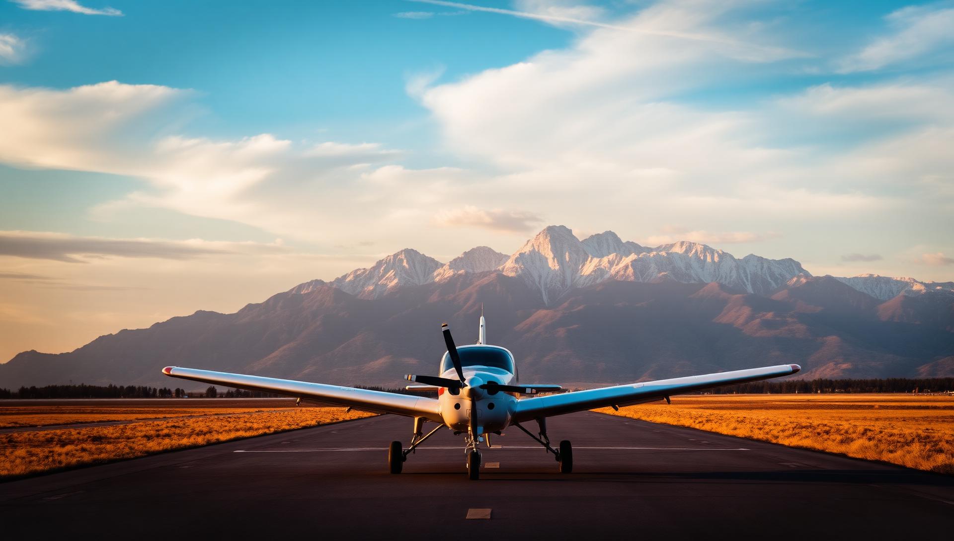 Glidepath Aviation aircraft on runway at sunset