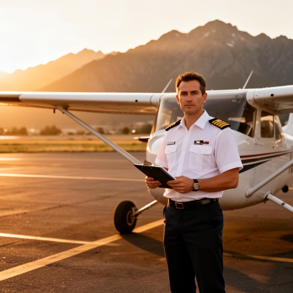Independent CFI standing next to a Cessna 172